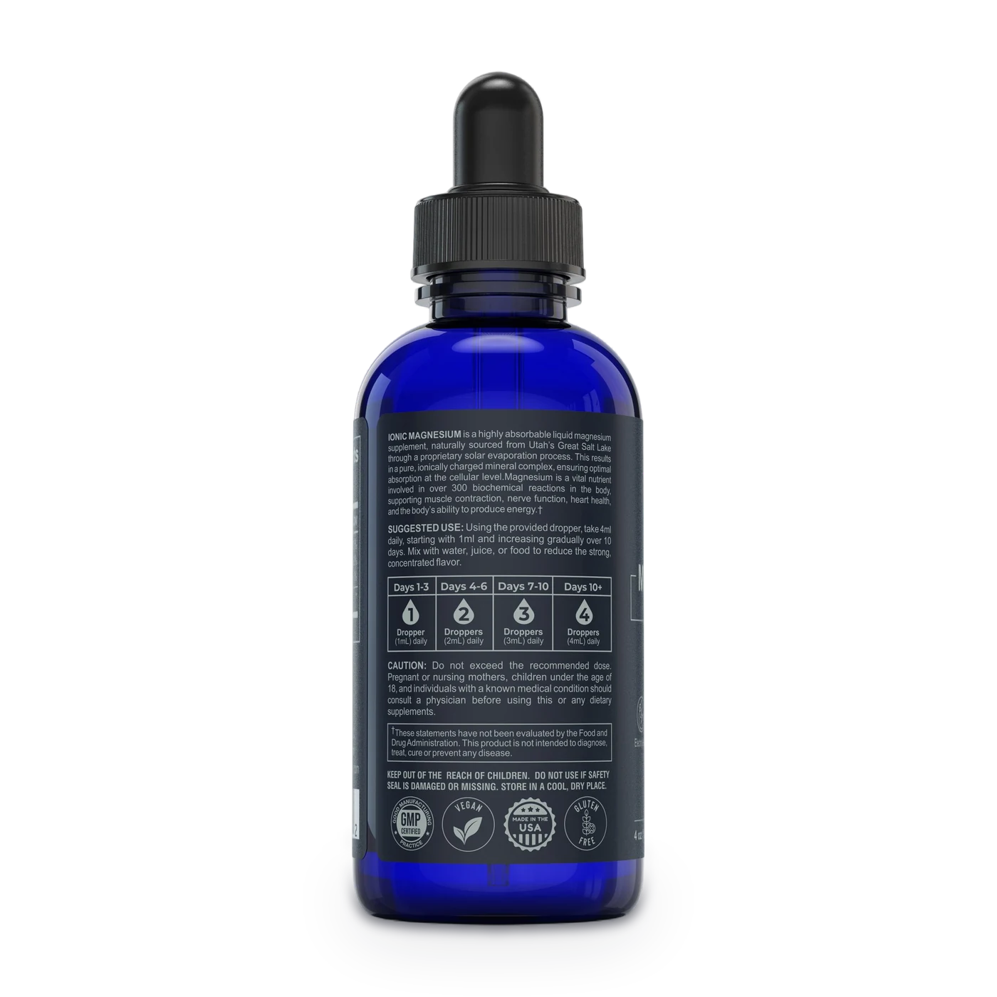 Ionic Magnesium label directions with the 10-day dropper schedule
