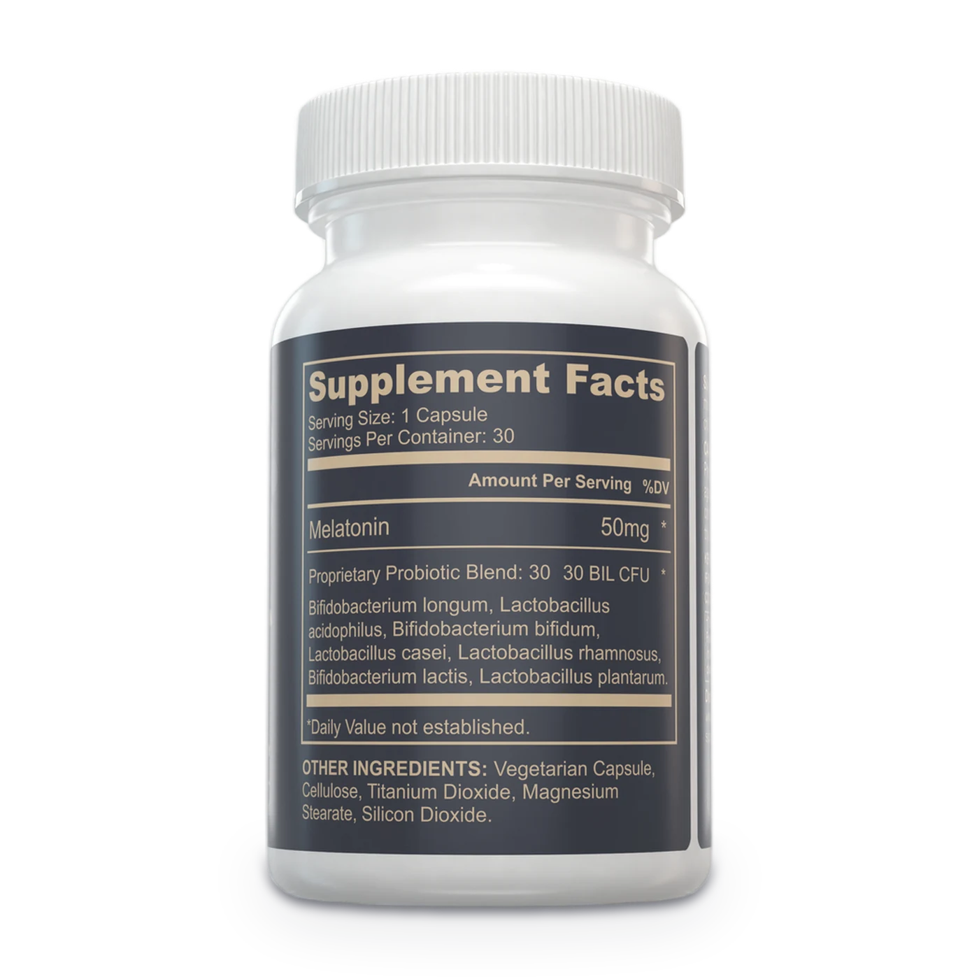 Melatonin Plus Probiotics Supplement Facts panel